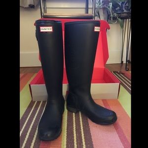 Black Matte Hunter Boots with Box